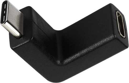 Usb-c Female Adapter Usb-c Male 90° Ultra-compact Black