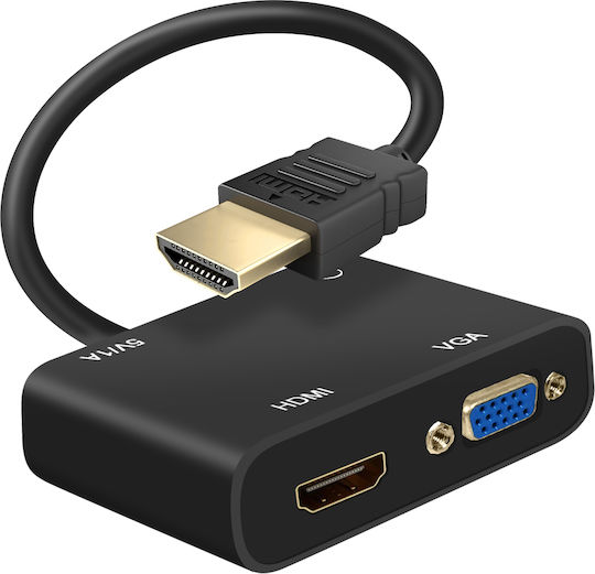 Avizar Male Hdmi To Female Vga Hdmi Adapters 3.5mm Audio Jack Black