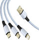 Avizar Braided Cablu USB la Lightning / Type-C / micro USB cu mai multe porturi Gri 2m (DATA-31-SL-A2MCL)