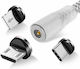 Avizar LED Cablu USB la Lightning / Tip-C / micro USB cu mai multe porturi 2.4A Argintiu 1.2m (DATA-31-MAG-SL)