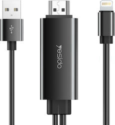 Yesido HDMI-HM04 HDMI Male - Lightning Male / USB-A Female 1.8m Black Yesido HDMI-HM04 HDMI Male - Lightning Male / USB-A Female 1.8m Black