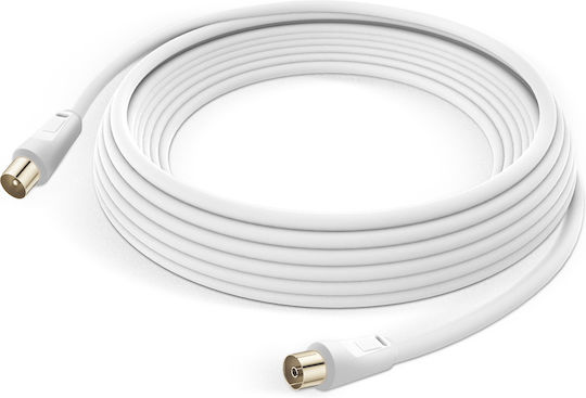 Coaxial TV Antenna Cable Male Female 9.5mm PVC 5m Linq White