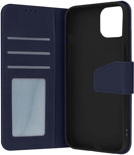 Premium Leather Case Iphone 14 Plus Card-holder Video Stand Feature Navy