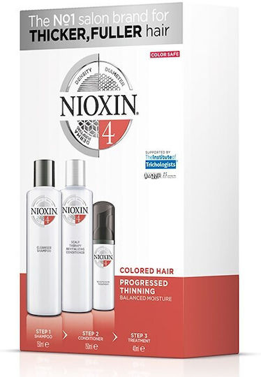 Nioxin 4 Hair Treatment Sets Against Hair Loss For Coloured Hair With Shampoo & Conditioner