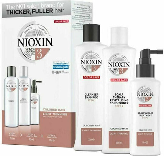 Nioxin Hair Care Sets for Hair Loss for Coloured Hair with Shampoo and Conditioner 3 Pieces