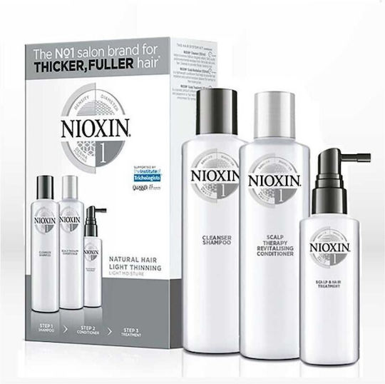 Nioxin System 1 Σετ Θεραπείας Μαλλιών κατά της Τριχόπτωσης για Λεπτά Μαλλιά με Σαμπουάν & Conditioner 3τμχ