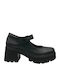Leder Pumps mit Chunky mittelhohem Absatz Schwarz