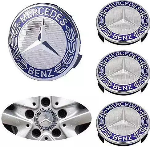 Car Tire Valve Caps with Logo Mercedes Blue 4pcs