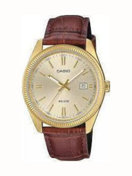Casio Casio Edifice Ρολόι Μπαταρίας με Δερμάτινο Λουράκι