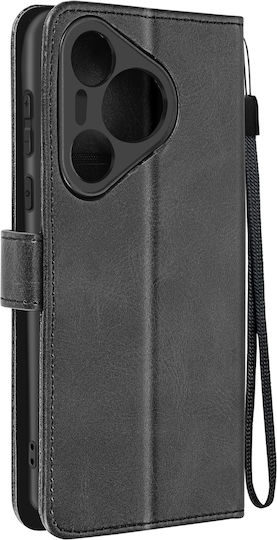 Avizar Folio Hülle Huawei Pura 70 Pro Brieftasche Handgelenkschlaufe Schwarz