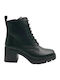 Leather Women's Ankle Boots with Medium Heel Black