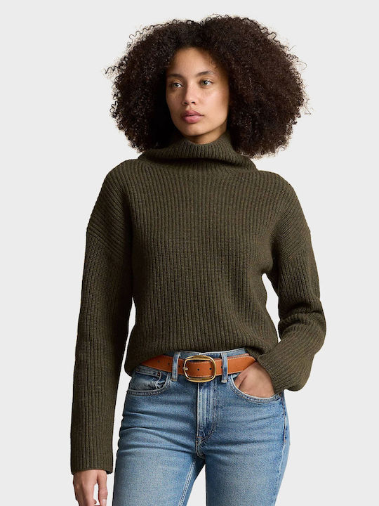 Ralph Lauren Mockneck Women's Sweater Dark Olive Green