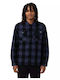 Sacramento Μακρυμάνικo Φανελένιο Overshirt σε Κανονική Γραμμή Καρό Navy Blue