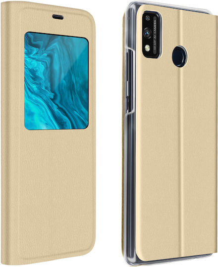 Калъф Clear View за Honor 9x Lite ултратънък златен