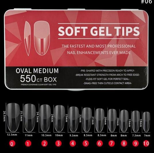Soft Gel Tips Νυχιών Διάφανα 550τμχ 10259