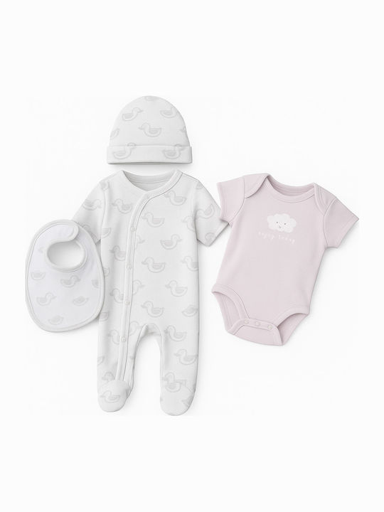 Disney Set Babystrampler Langärmliges mit Mütze Rosa Regenbogen Grün 4Stück