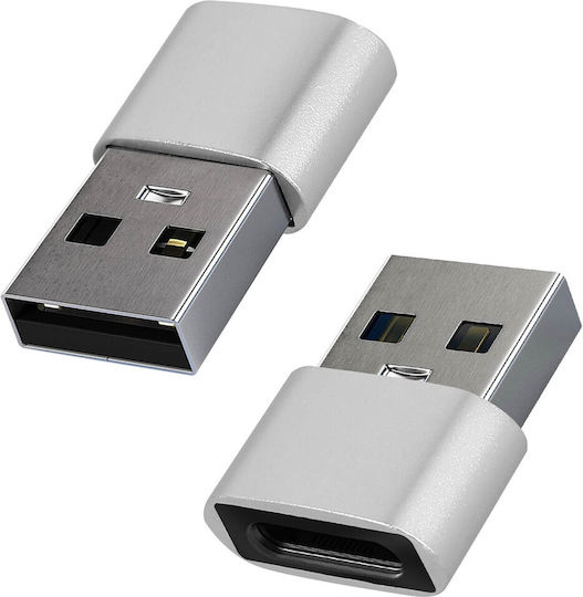 Avizar Convertor USB-A Masculin în USB-C Feminin Argintiu 1 Bucată ADA-MINI-C2A