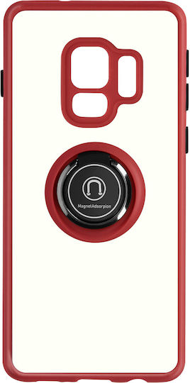 Samsung Galaxy S9 Bi-material Case Metallic Ring Video Stand Red
