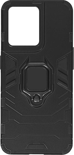 Oppo Reno 8 5g Hybrid Shockproof Case Metallic Ring Stand Black