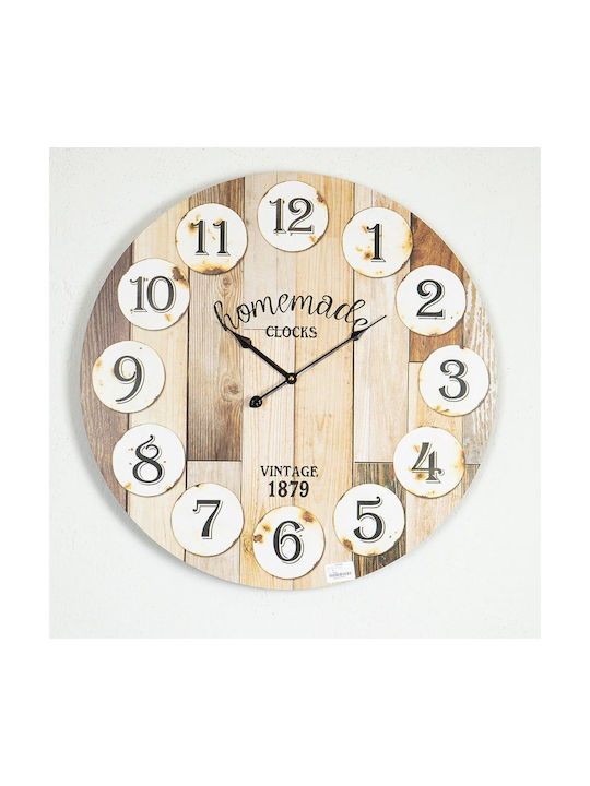 Wall Clock Wooden White Ø58.2cm