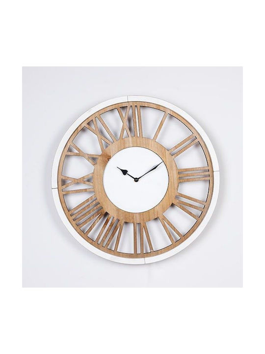 Wall Clock Wooden White Ø50cm