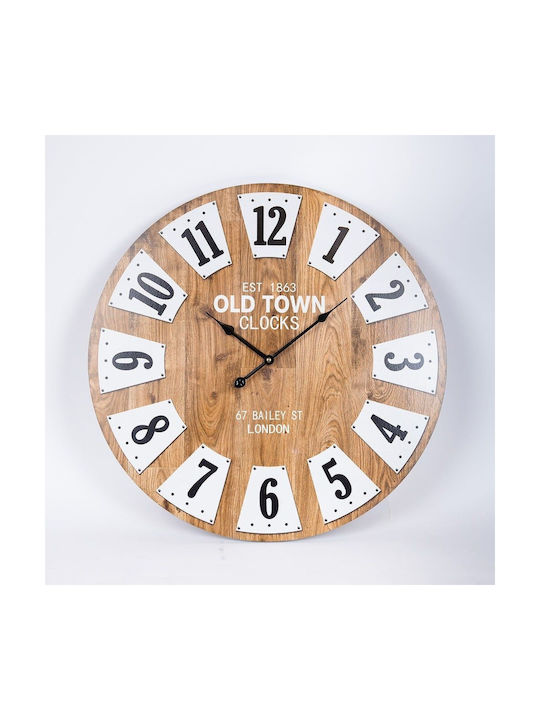 Wall Clock Wooden White Ø58.2cm