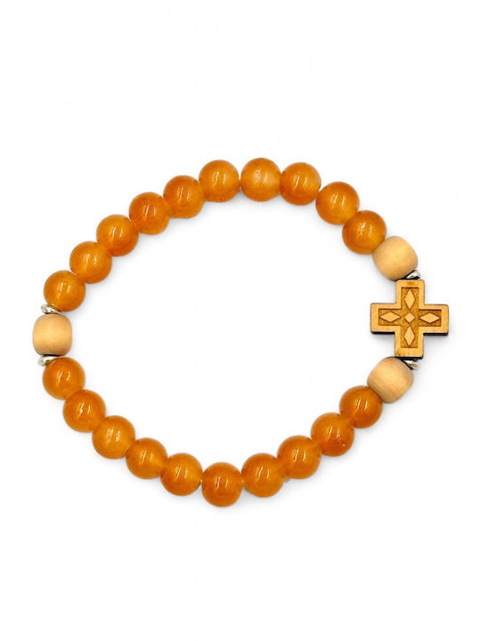 Wooden Beaded Cross Bracelet