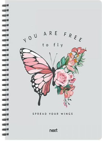 Next Trends Butterfly Spiral Notebook 17x25cm 2 Subjects 70 Sheets