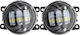 Set de 2 Lumini de Ceață LED Dacia Renault Nissan Lumină Albă Diametru 3" 90mm 30w 12/24v Plug H11 H8
