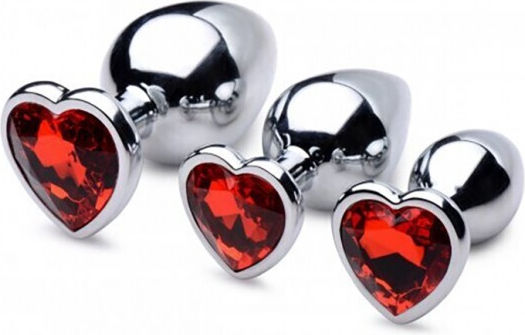 Booty Sparks Red Heart Gem Anal Plug Set