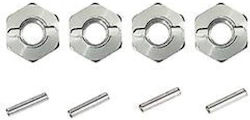 Protonrc 12mm Aluminum Wheel Hex 5mm Wide Adaptor W Steel Pin & Set Screw 4 Silver