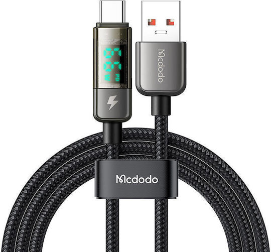 Mcdodo Braided / LED USB 2.0 Cable USB-C male - USB-A 100W PD Μαύρο 1.2m 066774