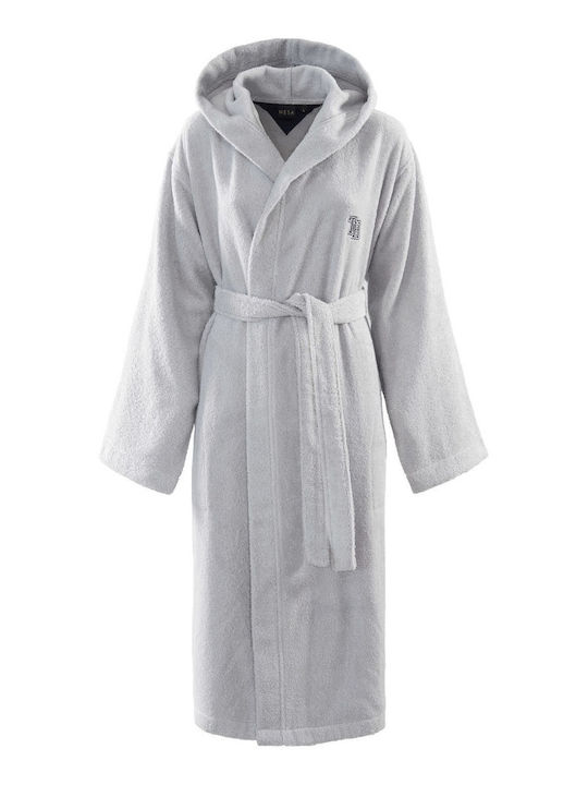 Tommy Hilfiger Initial Bathrobe with Hood Grey Light 400gr/m²