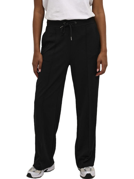 Damen Hoch tailliert Stoff Hose mit Gummizug Black