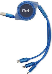 Geti USB to micro USB / Lightning / Type-C Cable 1m Geti USB to micro USB / Lightning / Type-C Cable 1m