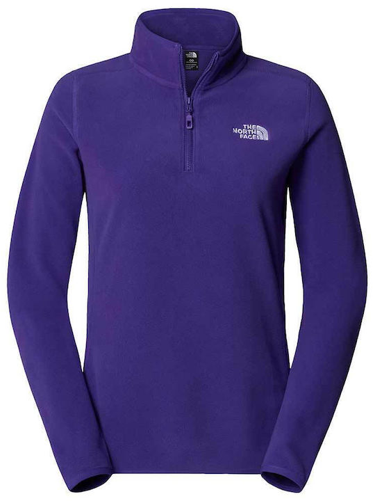 100 Glacier 1/4 Women's Fleece Blouse Long Sleeve with Zipper Purple