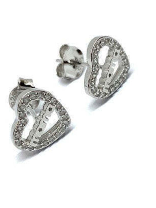 925 Silver Earrings Jolie Silver Heart Mom Design 12 X 12 Mm 2.8 G