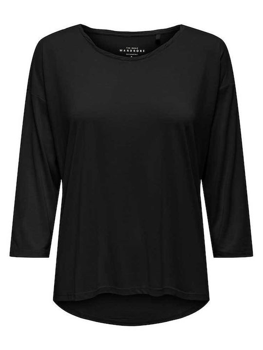 Only Damen Bluse Drapierung mit 3/4 Ärmel Black