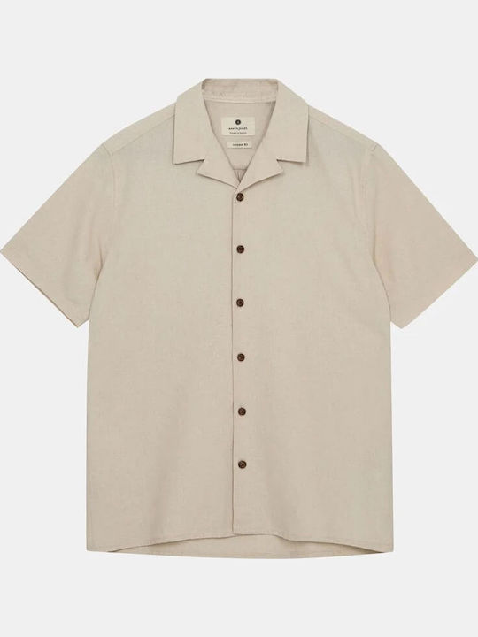 Akleo Short-sleeved Linen Shirt Brown Rice
