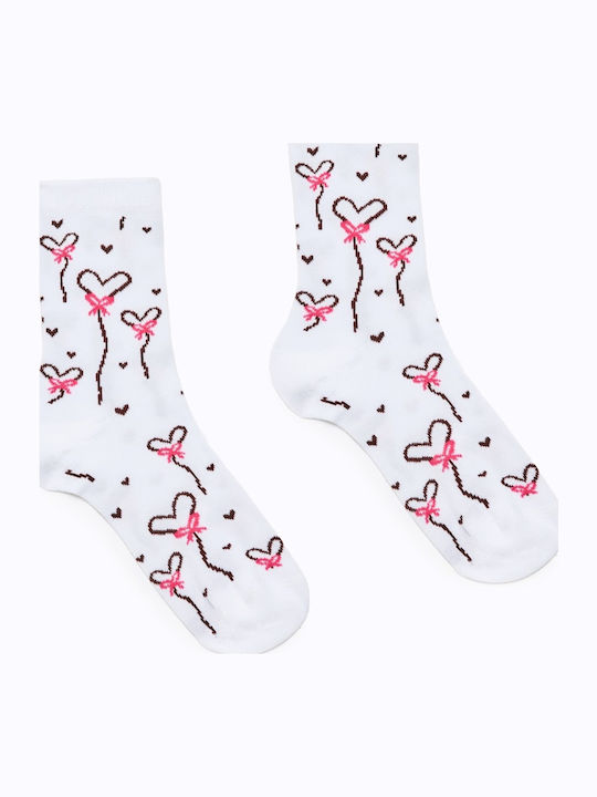 Pretty Baby Παιδικές Κάλτσες Μακριές Hearts Λευκές