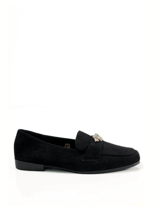 Black Soft Moccasins Decorative Detail