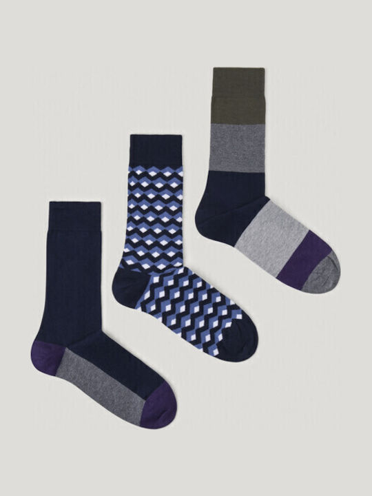 Pepe Jeans Men's Patterned Socks Blue 3Pack PMU30051-595