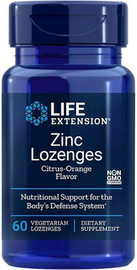 Life Extension Pastiluțe Zinc 24mg Potrivite Pentru Copii 60 Pastiluțe Citrus Portocaliu