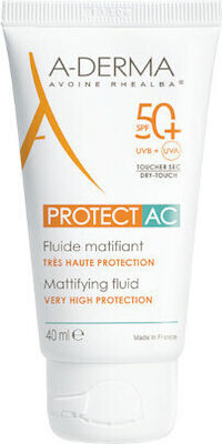 A-Derma Mattifying Fluid Protect AC Sonnenschutz Creme Für das Gesicht SPF50+ 40ml