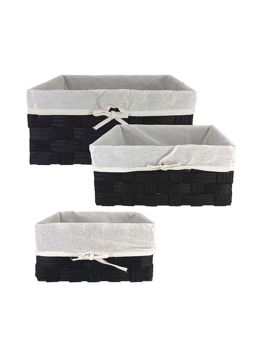 Marhome Set of Decorative Baskets Fabric Black 3pcs