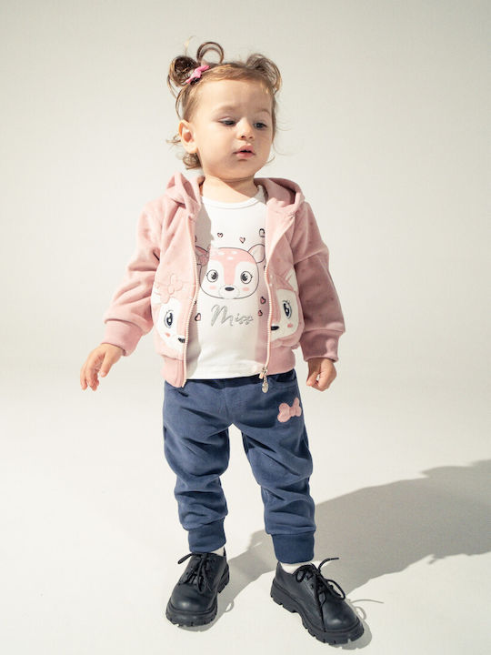 Evita Kids Sweatpants Set Salmon/blue