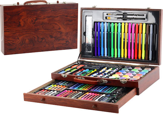 Set de artă într-o valiză de lemn 123 elemente