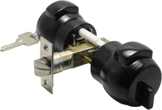 Meroni Serrature Knob Lock Black with Button & Key Hotel Use
