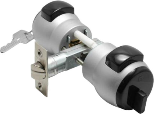 Meroni Serrature Meroni Nova Knob Lock Gray with Button & Key Hotel Use