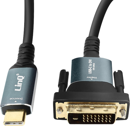 LinQ Cablu Video USB-C Masculin - DVI-D Gri 1.8m TPC-DV24